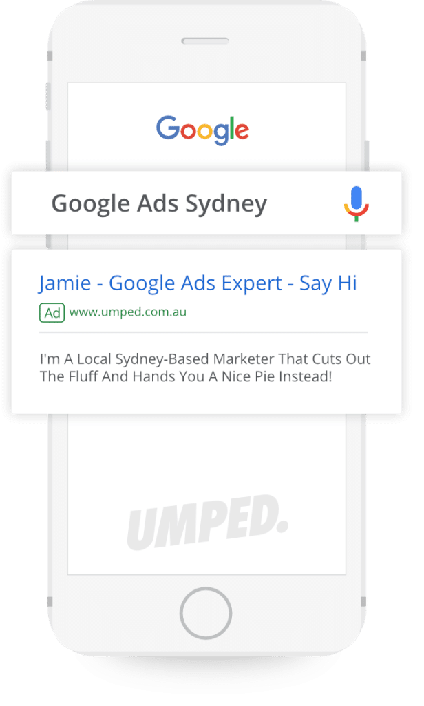 An image of an iphone promoting google ads in sydney