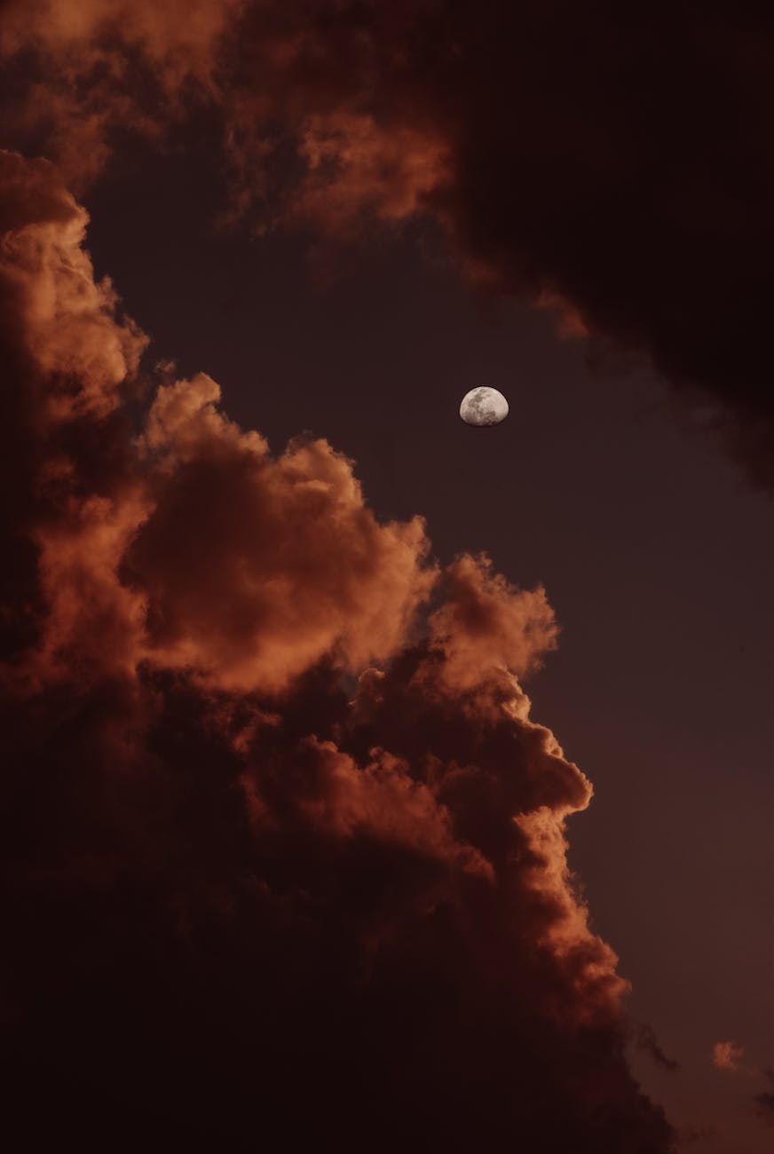moon in night sky with clouds