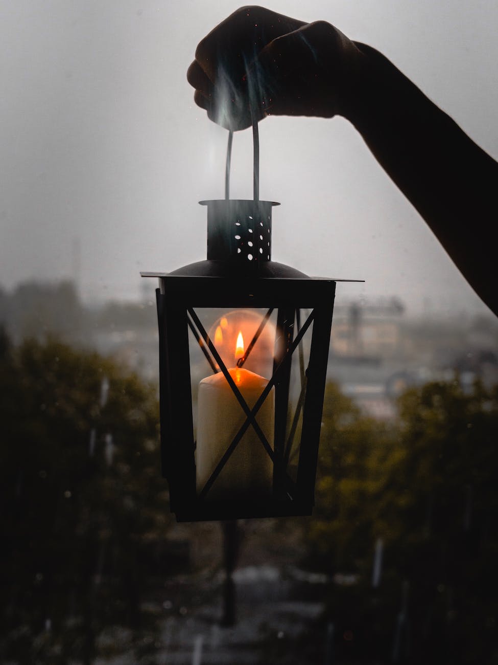 black candle lantern