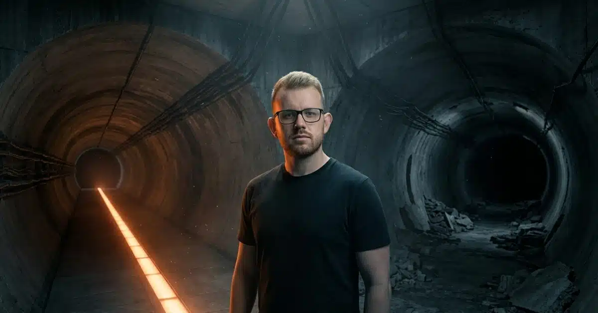 Google Ads specialist choosing a single lit fast path over a dark blocked one, illustrating Google Ads versus SEO.